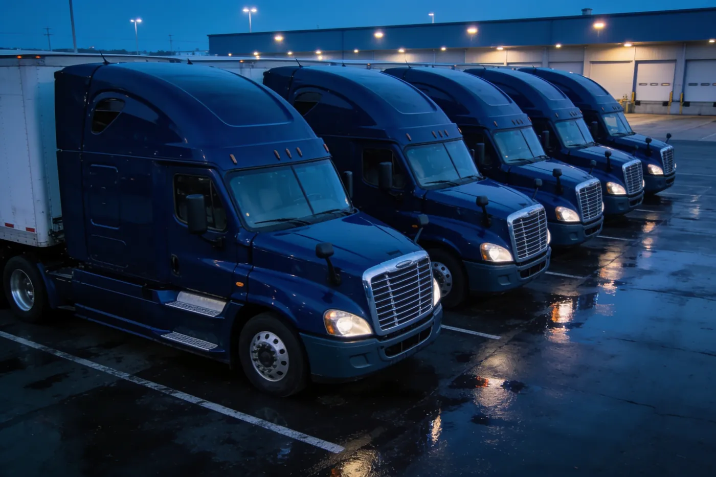 Kastel Trans trucks lined up at the yard